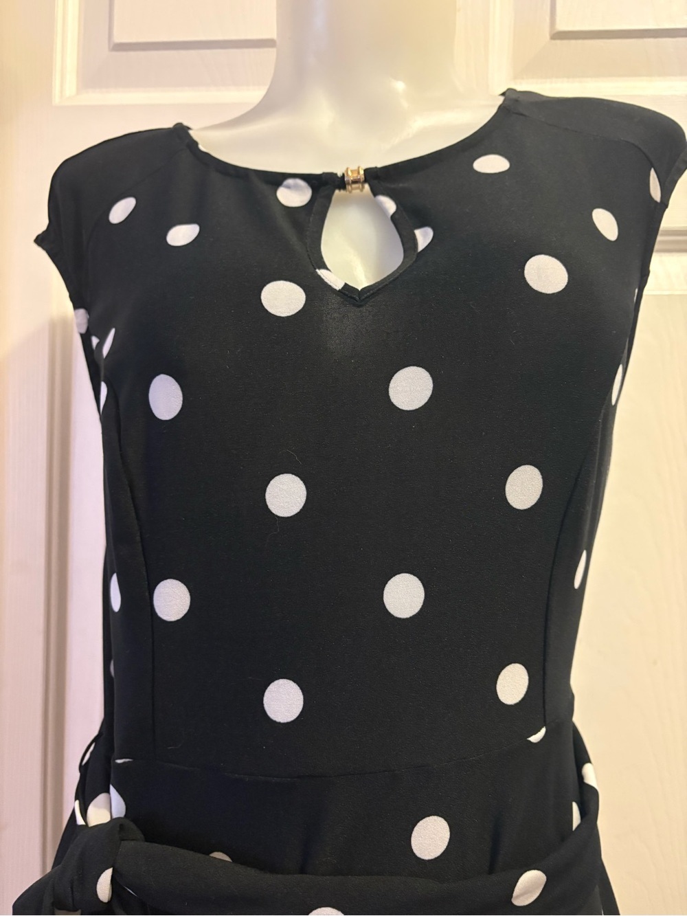 INC International Company, vintage inspired, black white Polka Dot Dress, Sz M. - Picture 2 of 11